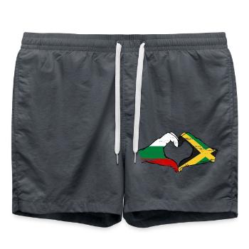 Bulgarie Jamaïque Drapeau Mains Coeur Forme Utilisé - Short de bain - charbon - Devant - AI Model Male 185 light (185cm)
