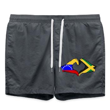 Venezuela Jamaica Flag Hands Heart Shape - Swim Trunks - anthracite - Front - AI Model Male 185 light (185cm)