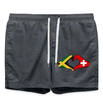 Jamaïque Suisse Mains Forme de Coeur - Short de bain - charbon - Devant - AI Model Male 185 light (185cm)