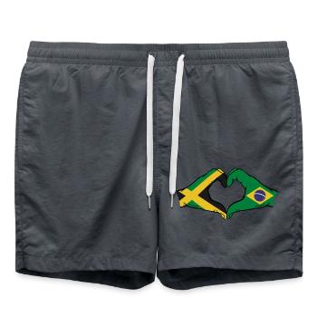 Jamaika Brasilien Hände Herzform - Badeshorts - Anthrazit - Vorne - AI Model Male 185 light (185cm)