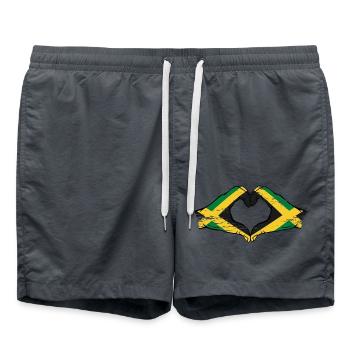 Drapeau de la Jamaïque mains forme de coeur utilisé - Short de bain - charbon - Devant - AI Model Male 185 light (185cm)