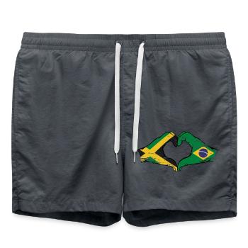 Jamaïque Brésil Mains Forme de Coeur Utilisé - Short de bain - charbon - Devant - AI Model Male 185 light (185cm)