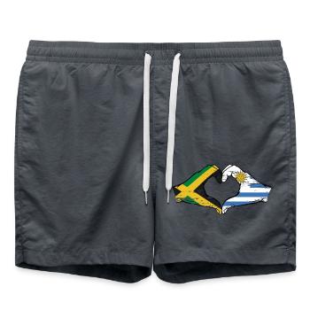Jamaïque Uruguay Mains Forme de Coeur Utilisé - Short de bain - charbon - Devant - AI Model Male 185 light (185cm)