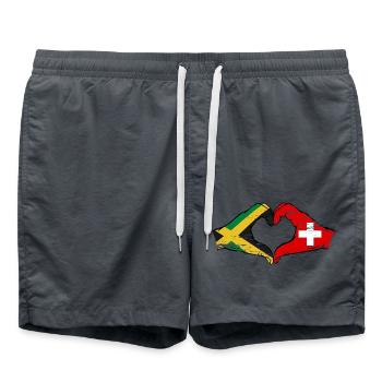 Jamaika Schweiz Hände Herzform used - Badeshorts - Anthrazit - Vorne - AI Model Male 185 light (185cm)