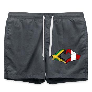 Jamaïque Pérou Mains Forme de Coeur Utilisé - Short de bain - charbon - Devant - AI Model Male 185 light (185cm)