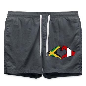 Jamaika Peru Flagge Hände Herzform - Badeshorts - Anthrazit - Vorne - AI Model Male 185 light (185cm)