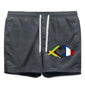 Jamaika Frankreich Hände Herzform - Badeshorts - Anthrazit - Vorne - AI Model Male 185 light (185cm)