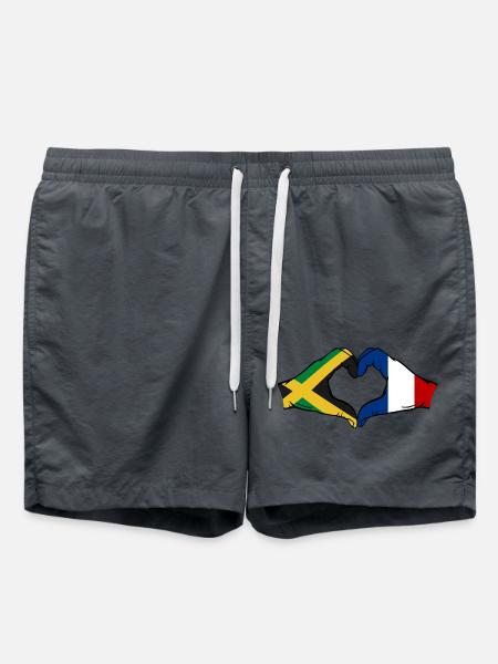 Jamaica France Hands Heart Shape - Swim Trunks - anthracite