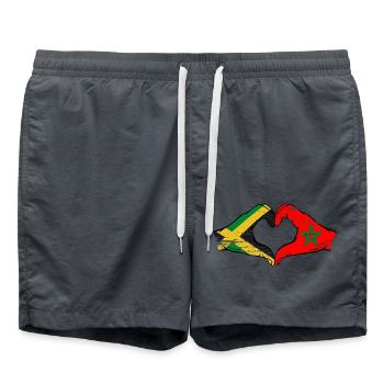 Jamaïque Maroc Mains Forme Coeur Utilisé - Short de bain - charbon - Devant - AI Model Male 185 light (185cm)