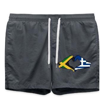 Jamaika Griechenland Hände Herzform - Badeshorts - Anthrazit - Vorne - AI Model Male 185 light (185cm)