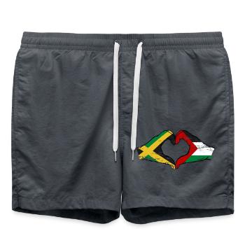Jamaïque Palestine Mains Forme de Coeur Utilisé - Short de bain - charbon - Devant - AI Model Male 185 light (185cm)
