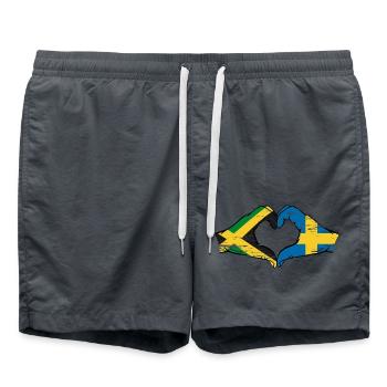 Jamaika Schweden Hände Herzform used - Badeshorts - Anthrazit - Vorne - AI Model Male 185 light (185cm)