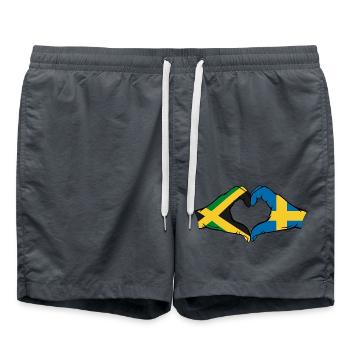 Jamaica Sweden Hands Heart Shape - Swim Trunks - anthracite - Front - AI Model Male 185 light (185cm)