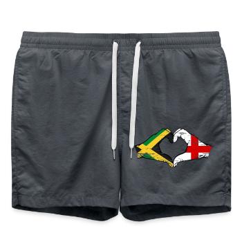 Jamaïque Angleterre Mains Forme Coeur Utilisé - Short de bain - charbon - Devant - AI Model Male 185 light (185cm)