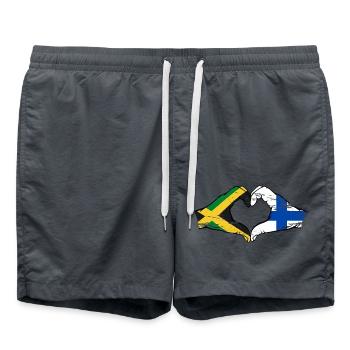 Jamaïque Finlande Mains Forme de Coeur Utilisé - Short de bain - charbon - Devant - AI Model Male 185 light (185cm)