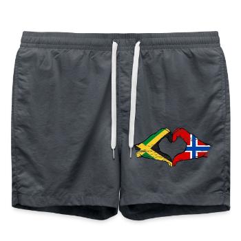 Jamaica Norway Hands Heart Shape Used - Swim Trunks - anthracite - Front - AI Model Male 185 light (185cm)