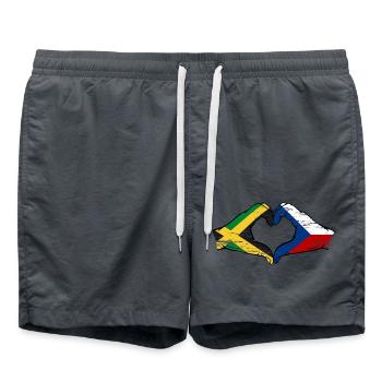 Jamaïque République tchèque mains forme de coeur utilisé - Short de bain - charbon - Devant - AI Model Male 185 light (185cm)