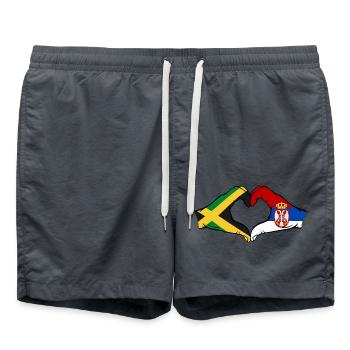 Jamaika Serbien Hände Herzform - Badeshorts - Anthrazit - Vorne - AI Model Male 185 light (185cm)