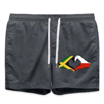 Jamaika Polen Hände Herzform - Badeshorts - Anthrazit - Vorne - AI Model Male 185 light (185cm)