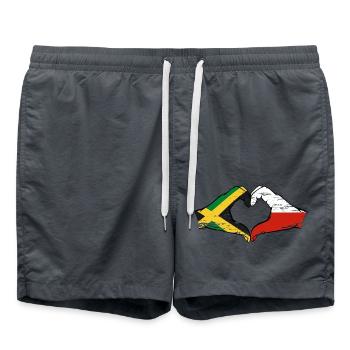 Jamaïque Pologne Mains Forme de Coeur Utilisé - Short de bain - charbon - Devant - AI Model Male 185 light (185cm)