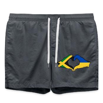 Jamaïque Ukraine Mains Forme de coeur - Short de bain - charbon - Devant - AI Model Male 185 light (185cm)
