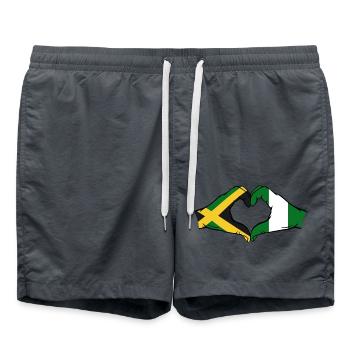 Jamaica Nigeria Hands Heart Shape - Swim Trunks - anthracite - Front - AI Model Male 185 light (185cm)