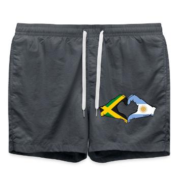 Jamaika Argentinien Hände Herzform - Badeshorts - Anthrazit - Vorne - AI Model Male 185 light (185cm)