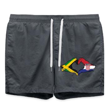 Jamaika Kroatien Hände Herzform used - Badeshorts - Anthrazit - Vorne - AI Model Male 185 light (185cm)