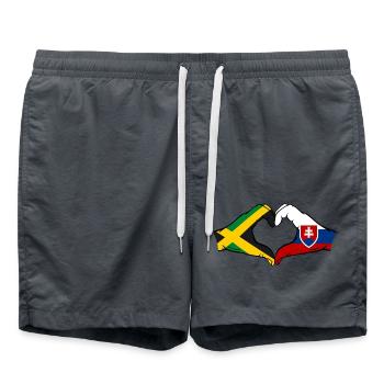 Jamaica Slovakia Hands Heart Shape - Swim Trunks - anthracite - Front - AI Model Male 185 light (185cm)
