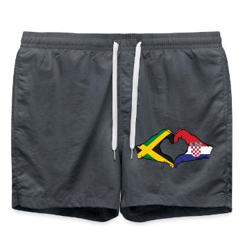 Jamaica Croatia Hands Heart Shape - Swim Trunks - anthracite - Front - AI Model Male 185 light (185cm)