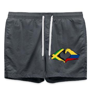 Jamaika Kolumbien Hände Herzform - Badeshorts - Anthrazit - Vorne - AI Model Male 185 light (185cm)