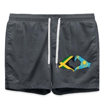 Jamaïque Kazakhstan Mains Forme de coeur - Short de bain - charbon - Devant - AI Model Male 185 light (185cm)