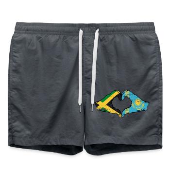 Jamaïque Kazakhstan Mains Forme de Coeur Utilisé - Short de bain - charbon - Devant - AI Model Male 185 light (185cm)
