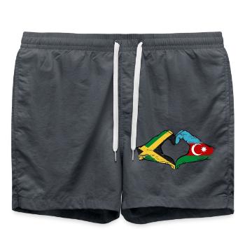 Jamaica Azerbaijan Hands Heart Shape Used - Swim Trunks - anthracite - Front - AI Model Male 185 light (185cm)