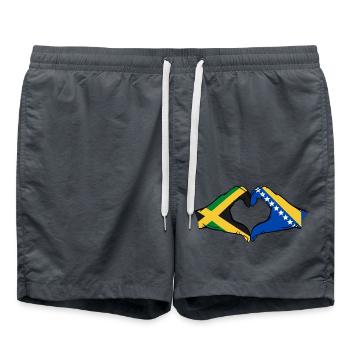 Jamaika Bosnien Hände Herzform - Badeshorts - Anthrazit - Vorne - AI Model Male 185 light (185cm)