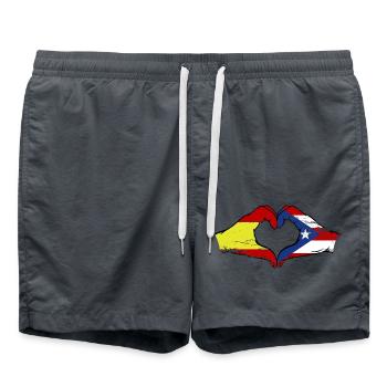 Spain Puerto Rico Hands Heart Shape Used - Swim Trunks - anthracite - Front - AI Model Male 185 light (185cm)