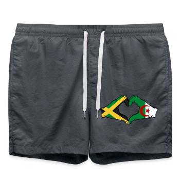 Jamaïque Algérie Mains Forme de Coeur - Short de bain - charbon - Devant - AI Model Male 185 light (185cm)