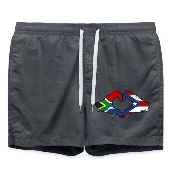 South Africa Puerto Rico Hands Heart Shape Used - Swim Trunks - anthracite - Front - AI Model Male 185 light (185cm)