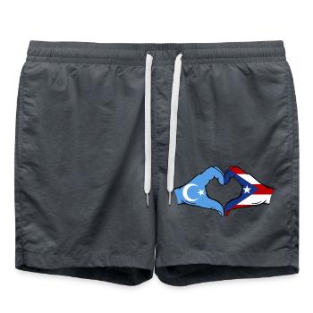 Uyghur Puerto Rico Hands Heart Shape - Swim Trunks - anthracite - Front - AI Model Male 185 light (185cm)