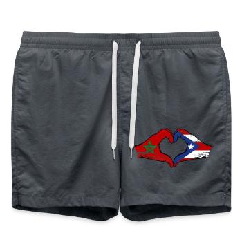 Morocco Puerto Rico Hands Heart Shape Used - Swim Trunks - anthracite - Front - AI Model Male 185 light (185cm)
