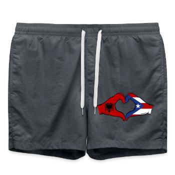 Albanien Puerto Rico Hände Herzform - Badeshorts - Anthrazit - Vorne - AI Model Male 185 light (185cm)