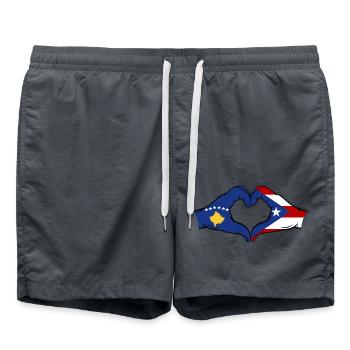 Kosovo Puerto Rico Hände Herzform - Badeshorts - Anthrazit - Vorne - AI Model Male 185 light (185cm)