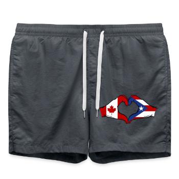 Kanada Puerto Rico Hände Herzform - Badeshorts - Anthrazit - Vorne - AI Model Male 185 light (185cm)