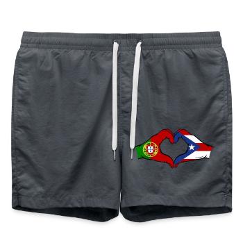 Portugal Puerto Rico Hände Herzform used - Badeshorts - Anthrazit - Vorne - AI Model Male 185 light (185cm)