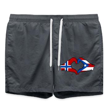 Norwegen Puerto Rico Hände Herzform - Badeshorts - Anthrazit - Vorne - AI Model Male 185 light (185cm)