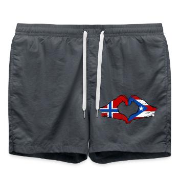 Norway Puerto Rico Hands Heart Shape Used - Swim Trunks - anthracite - Front - AI Model Male 185 light (185cm)