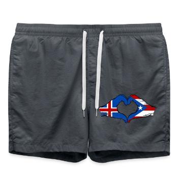 Iceland Puerto Rico Hands Heart Shape Used - Swim Trunks - anthracite - Front - AI Model Male 185 light (185cm)