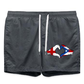 England Puerto Rico Hands Heart Shape Used - Swim Trunks - anthracite - Front - AI Model Male 185 light (185cm)