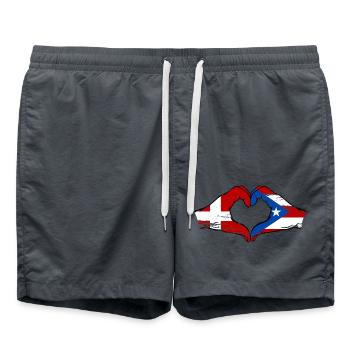 Denmark Puerto Rico Hands Heart Shape Used - Swim Trunks - anthracite - Front - AI Model Male 185 light (185cm)