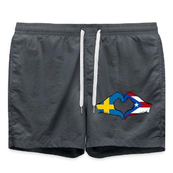 Schweden Puerto Rico Hände Herzform - Badeshorts - Anthrazit - Vorne - AI Model Male 185 light (185cm)